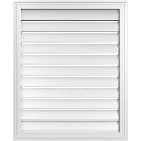 Ekena Millwork Vertical Surface Mount PVC Gable Vent: Functional, w/ 2"W x 1-1/2"P Brickmould Frame, 28"W x 34"H GVPVE28X3402SF